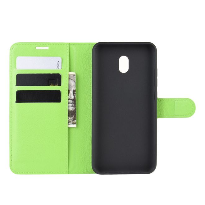 Xiaomi Redmi 8A Handy Hülle - Litchi Leder Bookcover Series - grün