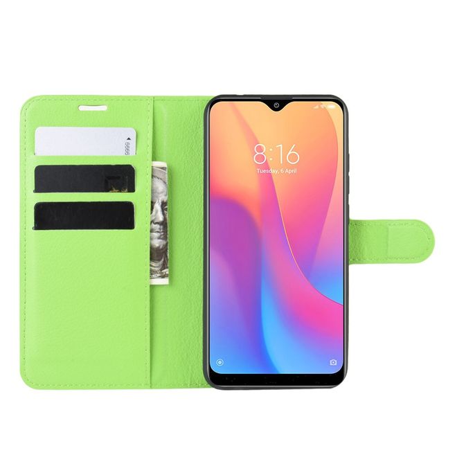 Xiaomi Redmi 8A Handy Hülle - Litchi Leder Bookcover Series - grün