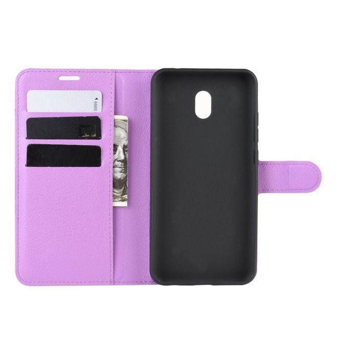 Xiaomi Redmi 8A Handy Hülle - Litchi Leder Bookcover Series - purpur