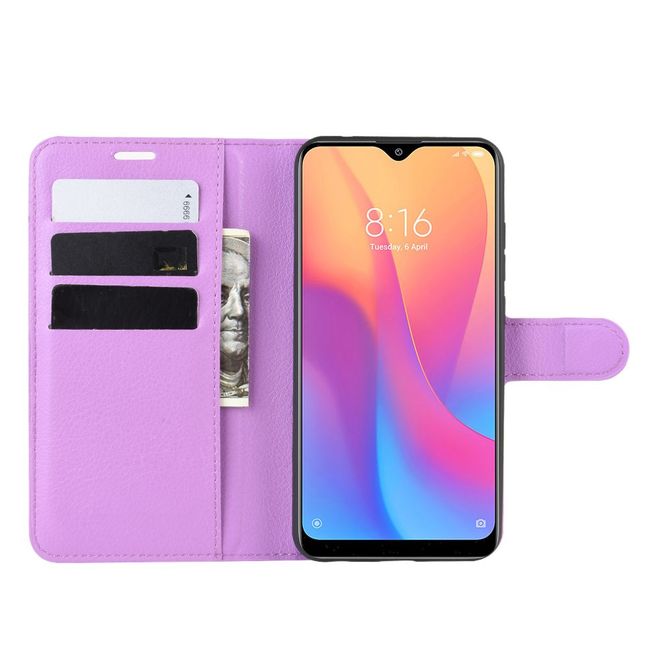 Xiaomi Redmi 8A Handy Hülle - Litchi Leder Bookcover Series - purpur