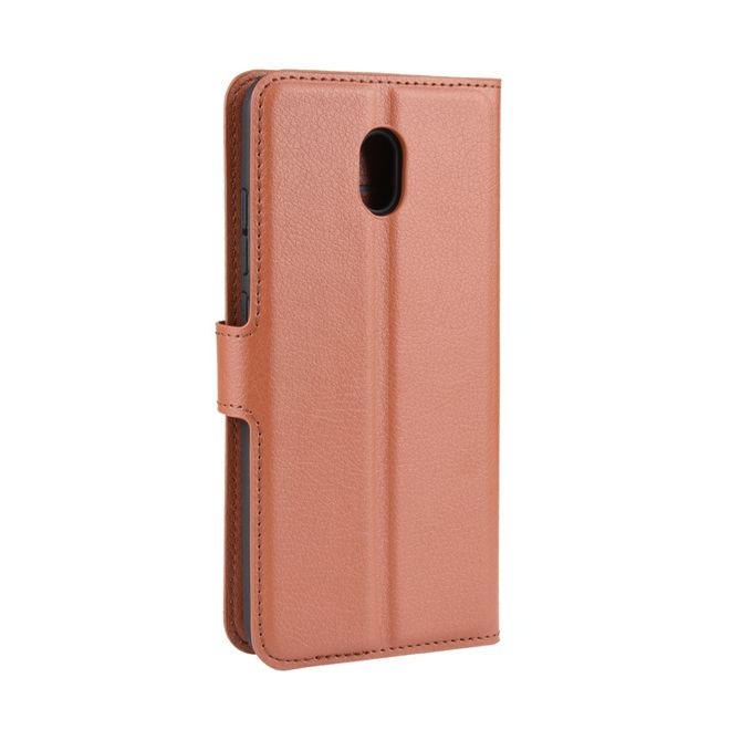 Xiaomi Redmi 8A Handy Hülle - Litchi Leder Bookcover Series - braun
