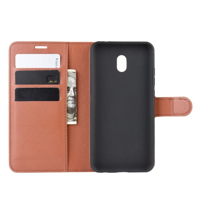 Xiaomi Redmi 8A Handy Hülle - Litchi Leder Bookcover Series - braun