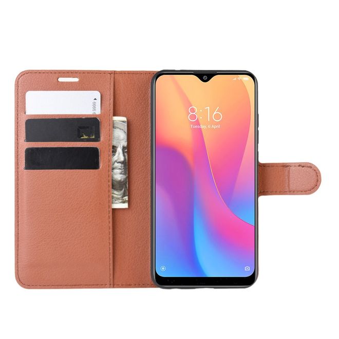 Xiaomi Redmi 8A Handy Hülle - Litchi Leder Bookcover Series - braun