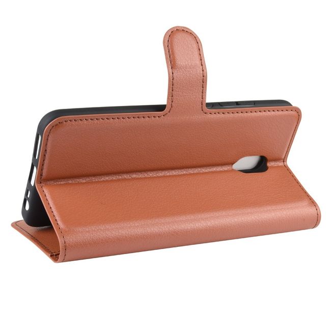 Xiaomi Redmi 8A Handy Hülle - Litchi Leder Bookcover Series - braun