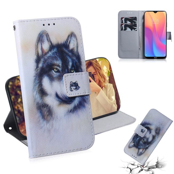 Xiaomi Redmi 8A Handy Hülle - Leder Bookcover Image Series - Husky