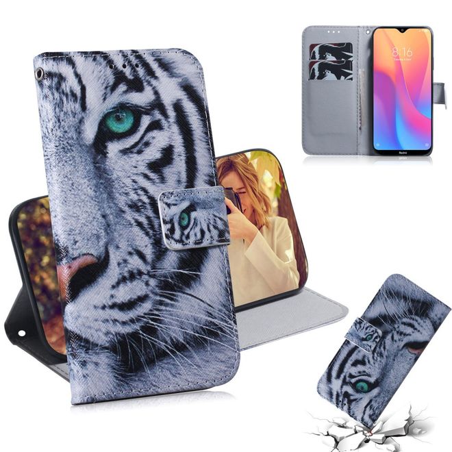 Xiaomi Redmi 8A Handy Hülle - Leder Bookcover Image Series - Tiger