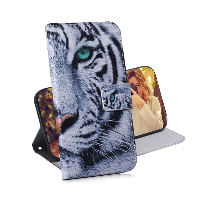 Xiaomi Redmi 8A Handy Hülle - Leder Bookcover Image Series - Tiger