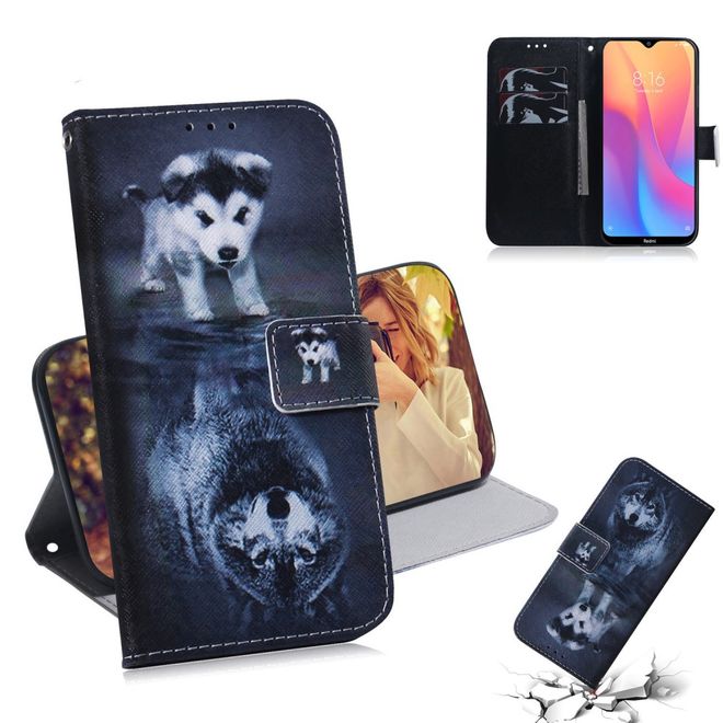 Xiaomi Redmi 8A Handy Hülle - Leder Bookcover Image Series - Baby Wolf