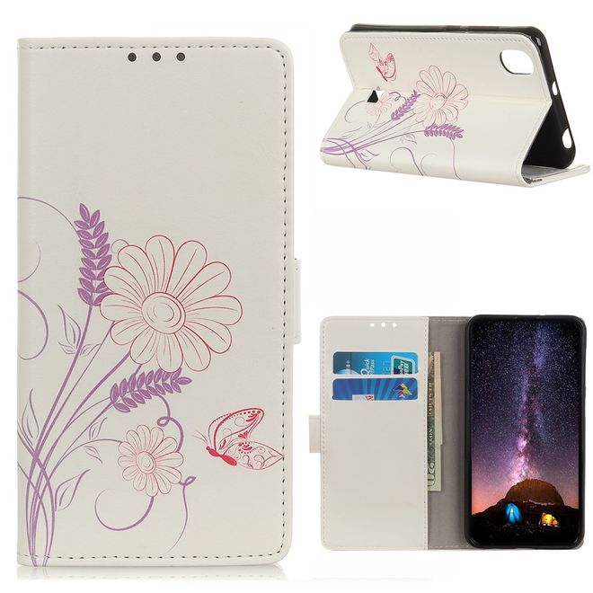 LG K20 (2019) Handy Hülle - Leder Bookcover Image Series - schlichte Blumen
