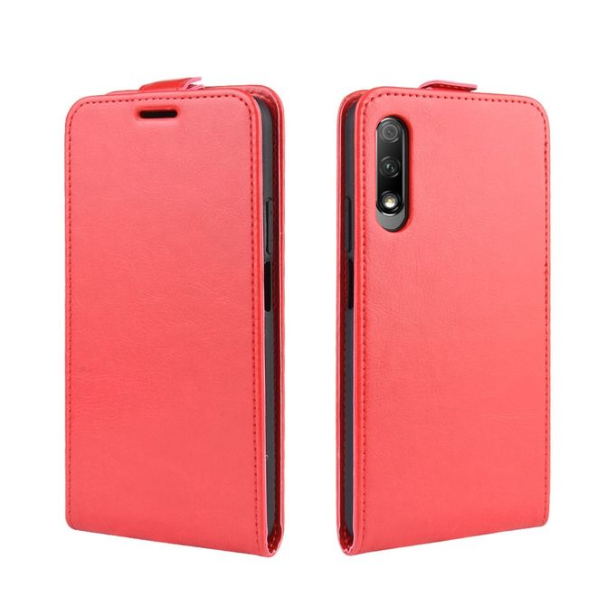 Huawei Honor 9X Handyhülle - Crazy Horse Leder Flipcase - vertikal - rot