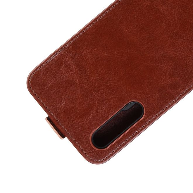 Huawei Honor 9X Handyhülle - Crazy Horse Leder Flipcase - vertikal - braun