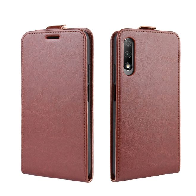 Huawei Honor 9X Handyhülle - Crazy Horse Leder Flipcase - vertikal - braun