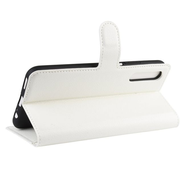 Huawei Honor 9X Handy Hülle - Litchi Leder Bookcover Series - weiss
