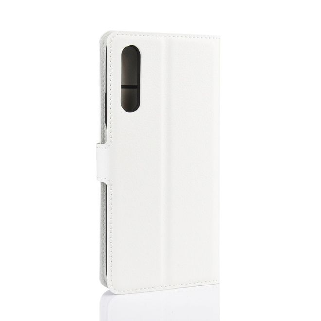 Huawei Honor 9X Handy Hülle - Litchi Leder Bookcover Series - weiss
