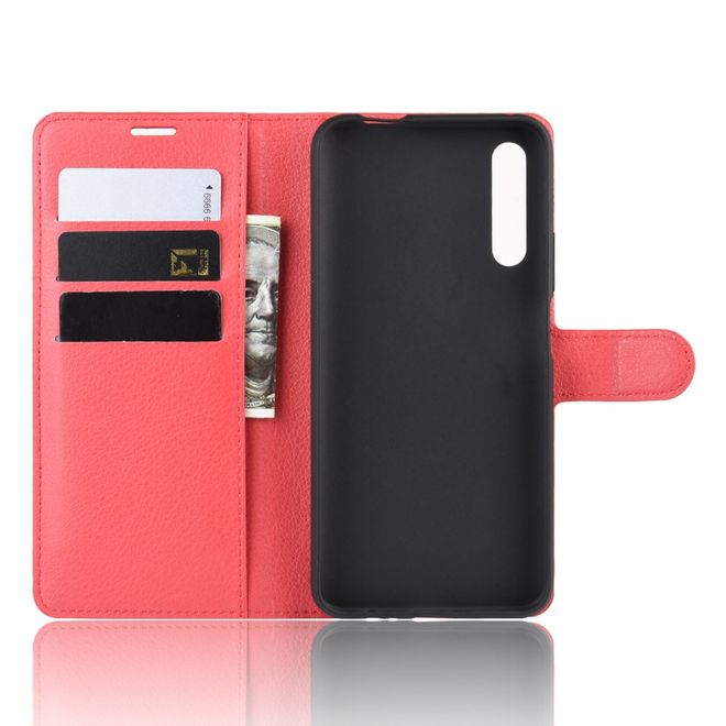 Huawei Honor 9X Handy Hülle - Litchi Leder Bookcover Series - rot