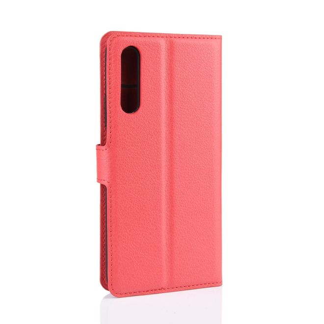 Huawei Honor 9X Handy Hülle - Litchi Leder Bookcover Series - rot