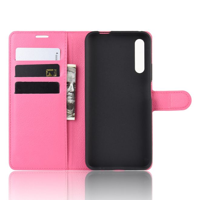 Huawei Honor 9X Handy Hülle - Litchi Leder Bookcover Series - rosa