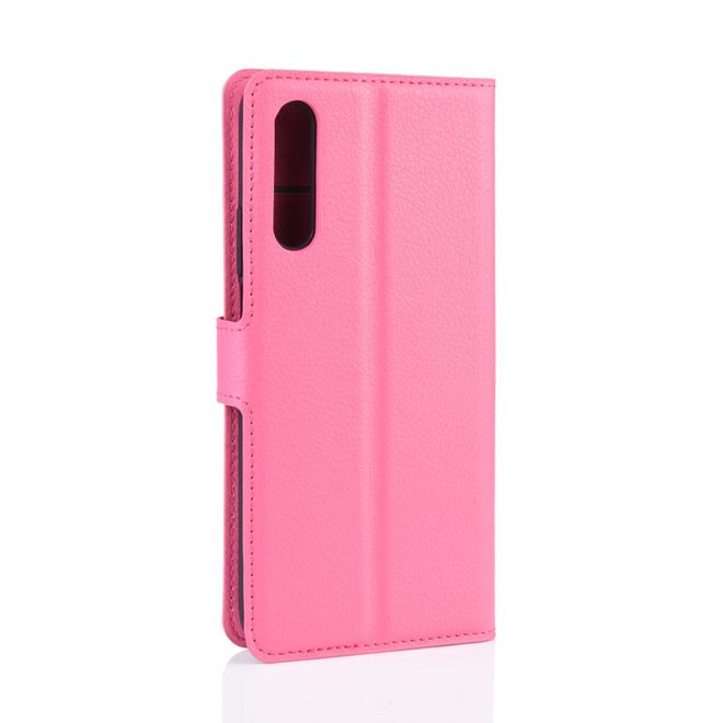 Huawei Honor 9X Handy Hülle - Litchi Leder Bookcover Series - rosa