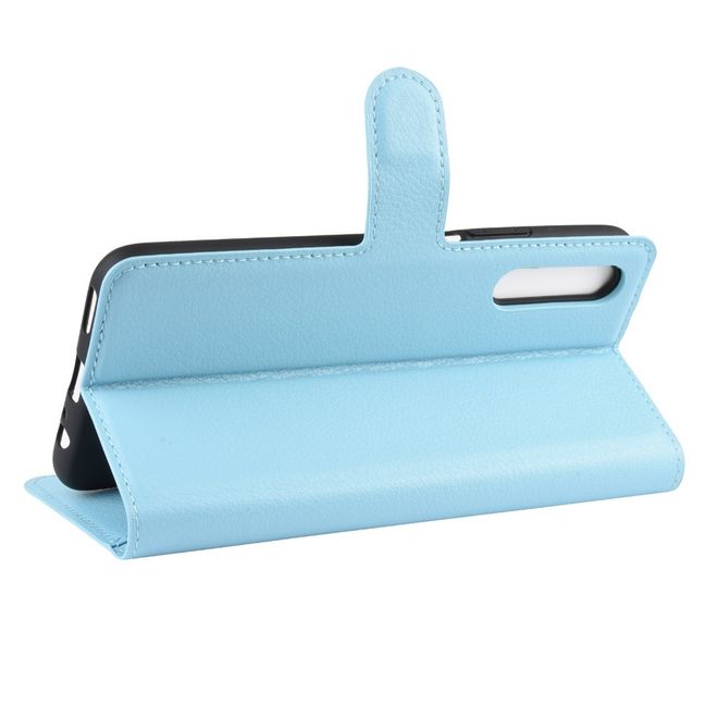Huawei Honor 9X Handy Hülle - Litchi Leder Bookcover Series - hellblau