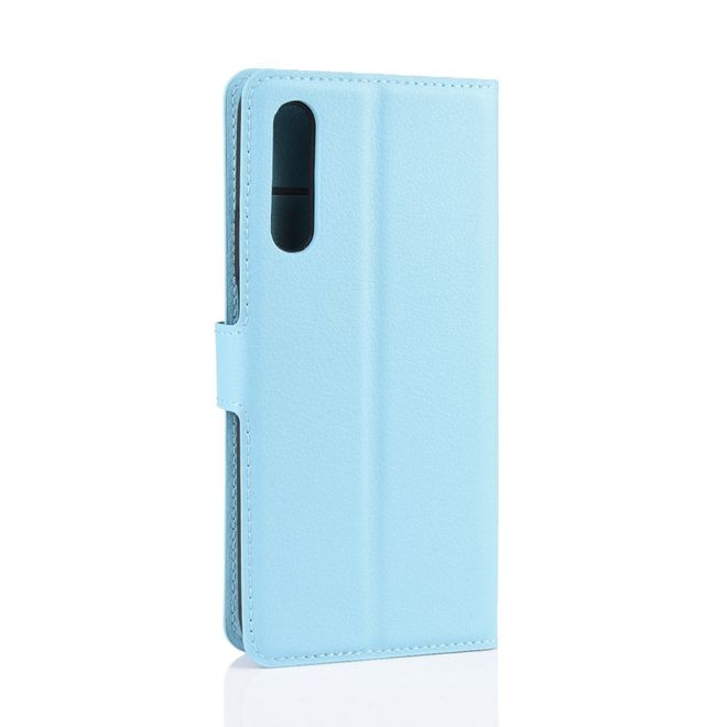 Huawei Honor 9X Handy Hülle - Litchi Leder Bookcover Series - hellblau