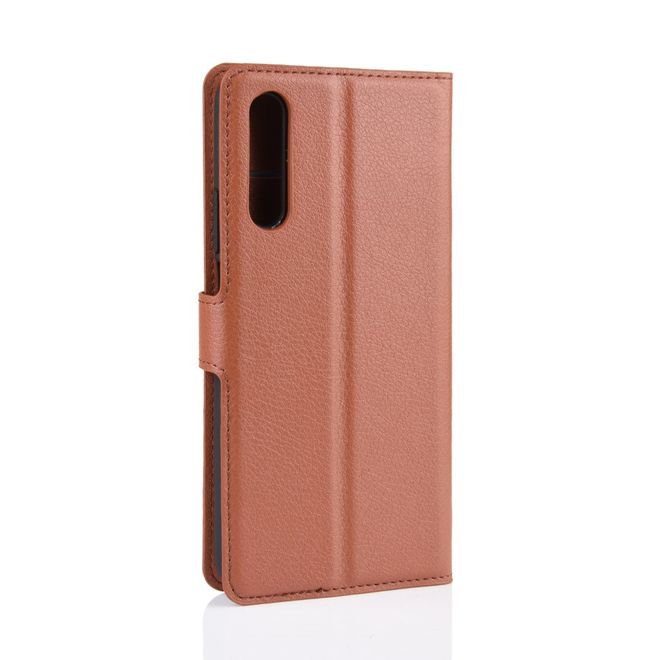 Huawei Honor 9X Handy Hülle - Litchi Leder Bookcover Series - braun