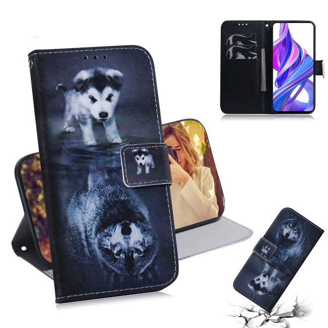 Huawei Honor 9X Handy Hülle - Leder Bookcover Image Series - Baby Wolf