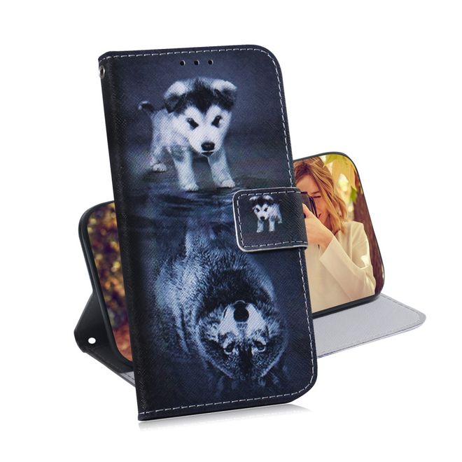 Huawei Honor 9X Handy Hülle - Leder Bookcover Image Series - Baby Wolf