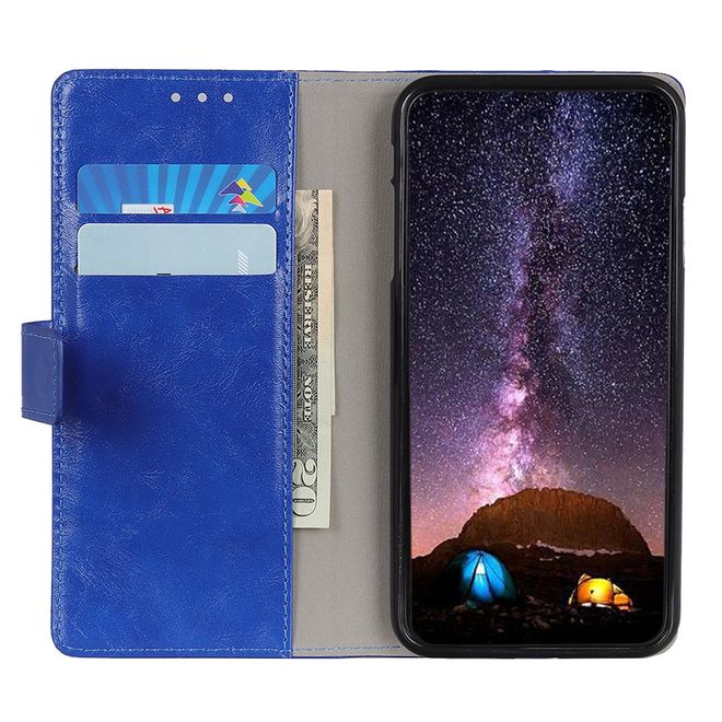 Huawei Honor 9X Handyhülle - Crazy Horse Leder Bookcover Series - blau