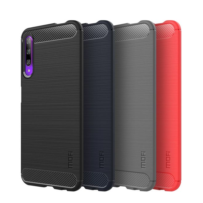 Mofi - Huawei Honor 9X Hülle - TPU Softcase - Carbon Fiber Series - schwarz