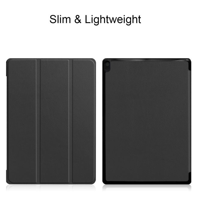 Lenovo Tab E10 Hülle - Dreifach faltbares Leder Case - schwarz