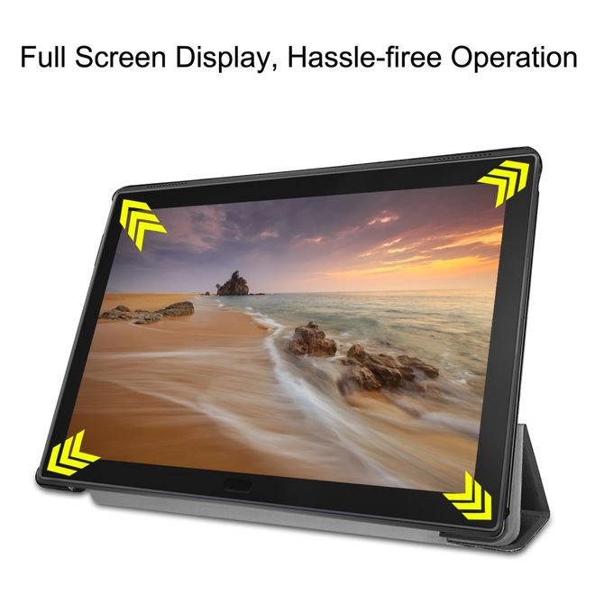 Lenovo Tab E10 Hülle - Dreifach faltbares Leder Case - schwarz