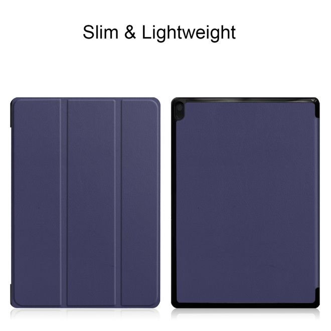 Lenovo Tab E10 Hülle - Dreifach faltbares Leder Case - dunkelblau
