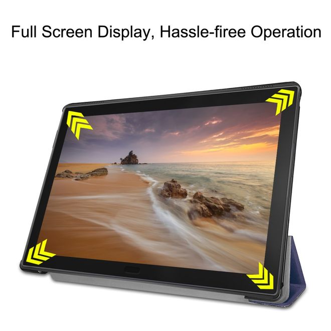 Lenovo Tab E10 Hülle - Dreifach faltbares Leder Case - dunkelblau