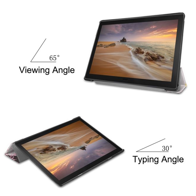 Lenovo Tab E10 Hülle - Dreifach faltbares Case aus Leder - Fee und Schmetterlinge