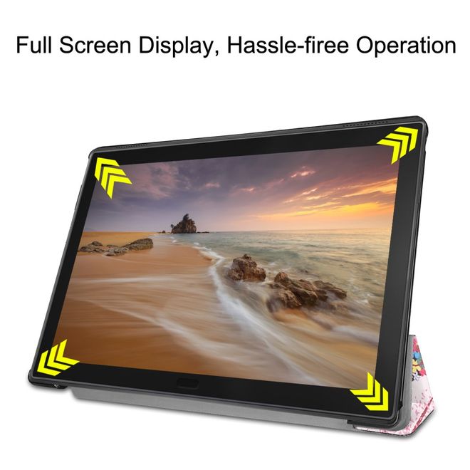 Lenovo Tab E10 Hülle - Dreifach faltbares Case aus Leder - Fee und Schmetterlinge