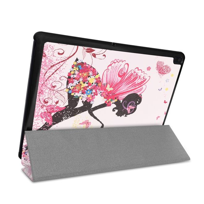 Lenovo Tab E10 Hülle - Dreifach faltbares Case aus Leder - Fee und Schmetterlinge