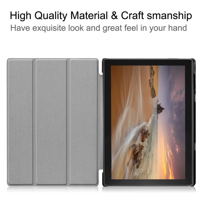 Lenovo Tab E10 Hülle - Dreifach faltbares Case aus Leder - Fee und Schmetterlinge
