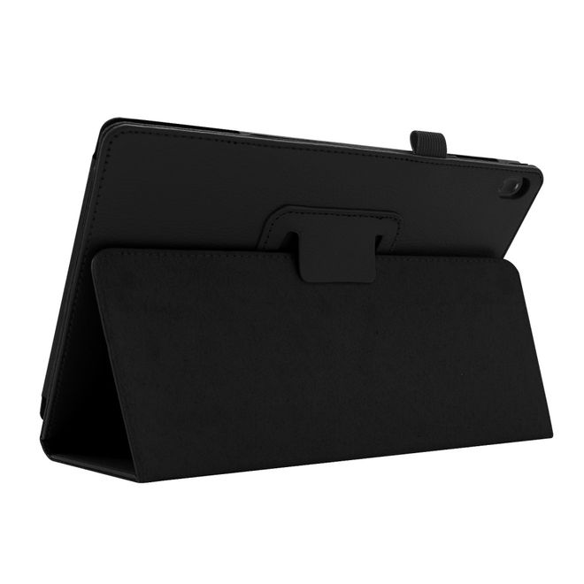 Étui pour tablette Lenovo Tab E10 - Étui en cuir - Motif litchi - Noir