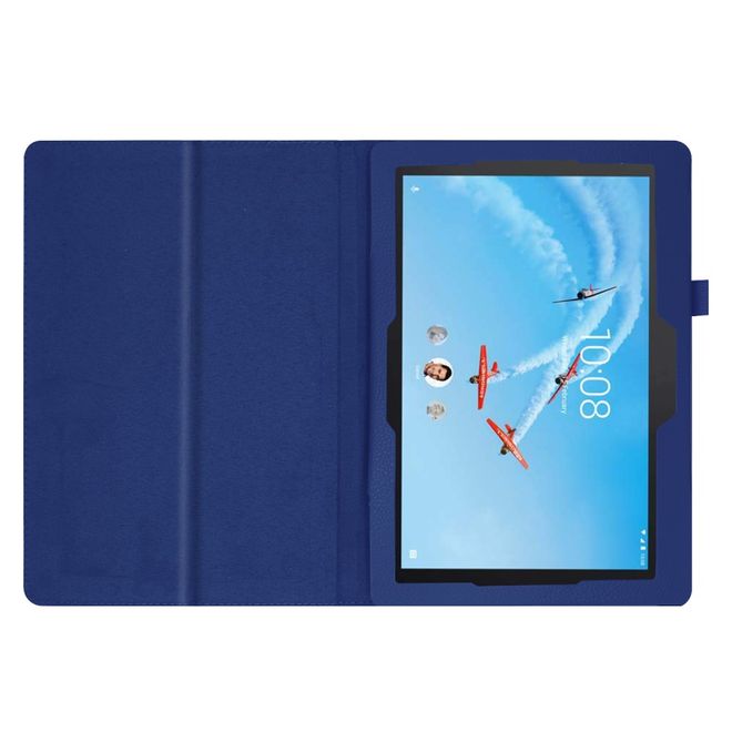 Lenovo Tab E10 Tablethülle - Case aus Leder - im Litchi Look - dunkelblau