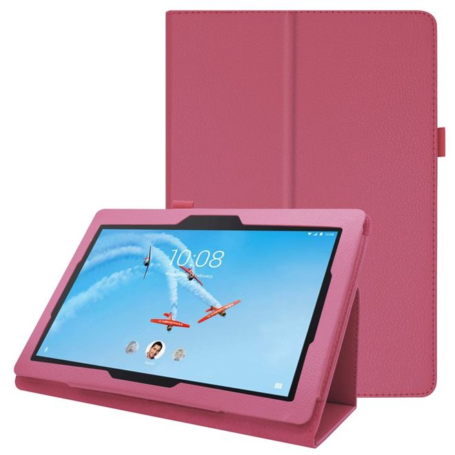 Lenovo Tab E10 Tablethülle - Case aus Leder - im Litchi Look - rosa