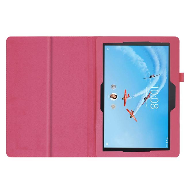 Lenovo Tab E10 Tablethülle - Case aus Leder - im Litchi Look - rosa