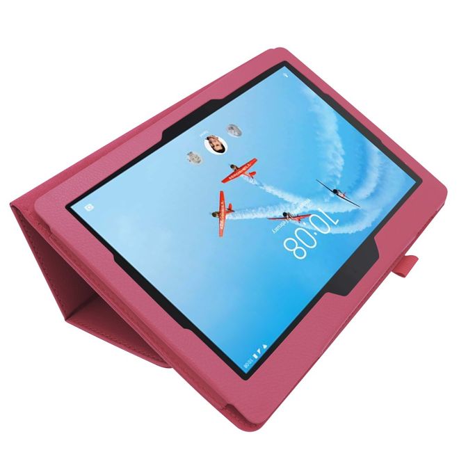 Lenovo Tab E10 Tablethülle - Case aus Leder - im Litchi Look - rosa