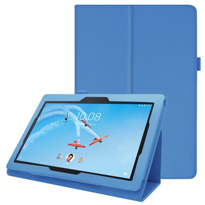 Lenovo Tab E10 Tablethülle - Case aus Leder - im Litchi Look - hellblau