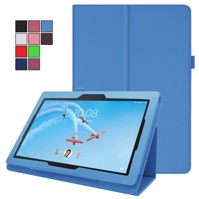 Lenovo Tab E10 Tablethülle - Case aus Leder - im Litchi Look - hellblau