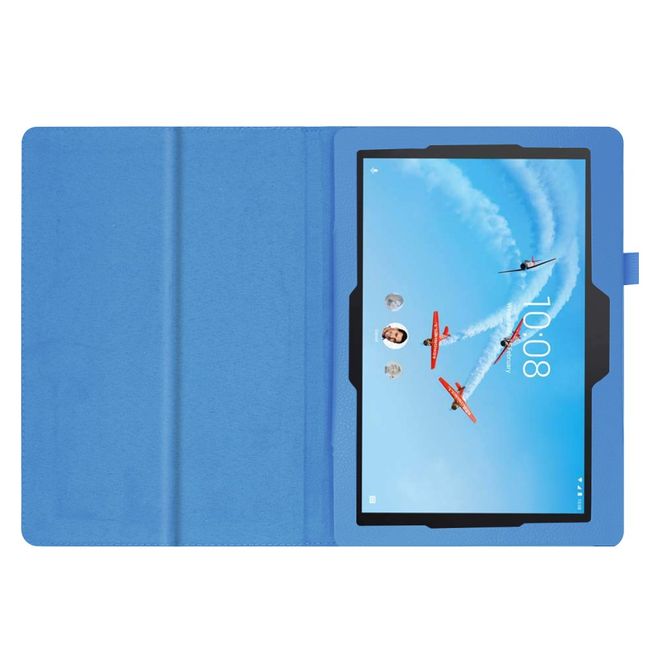 Lenovo Tab E10 Tablethülle - Case aus Leder - im Litchi Look - hellblau