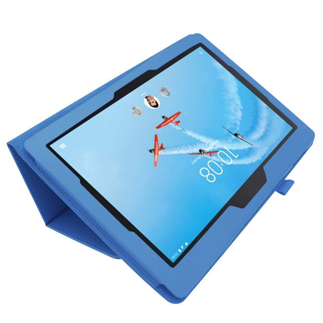 Lenovo Tab E10 Tablethülle - Case aus Leder - im Litchi Look - hellblau