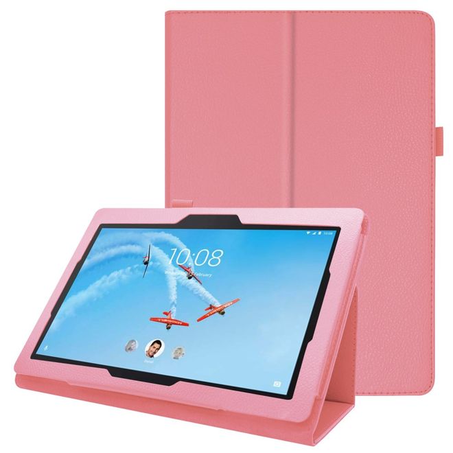 Lenovo Tab E10 Tablethülle - Case aus Leder - im Litchi Look - pink