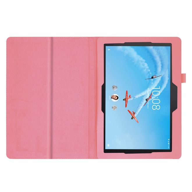 Lenovo Tab E10 Tablethülle - Case aus Leder - im Litchi Look - pink