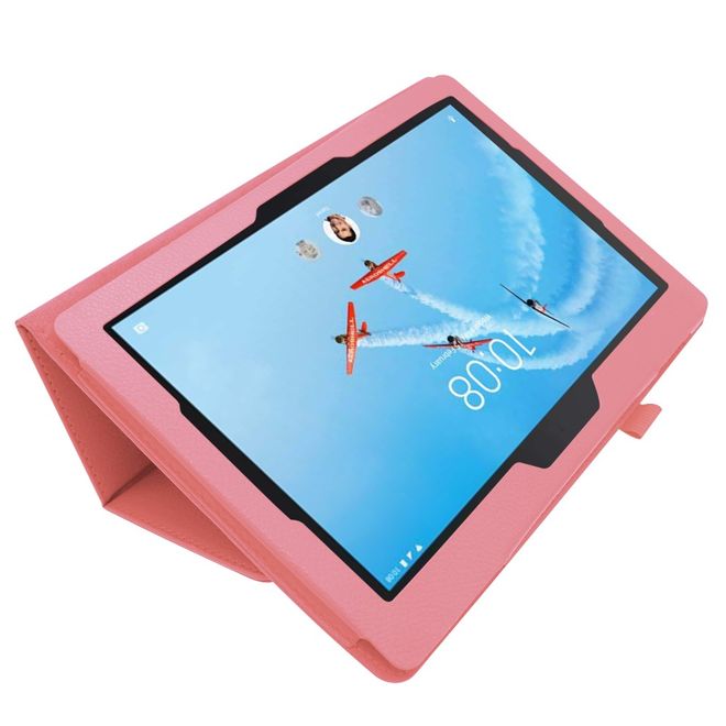 Lenovo Tab E10 Tablethülle - Case aus Leder - im Litchi Look - pink