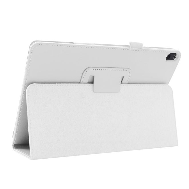 Étui pour tablette Lenovo Tab M10 - Étui en cuir - Motif litchi - Blanc